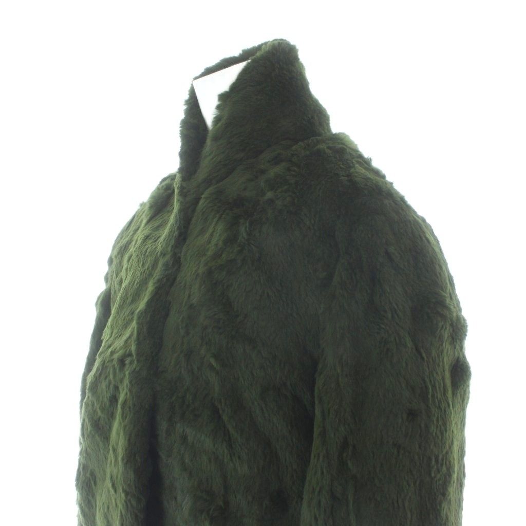 ノーブランド ファーコート アウター ミンク 毛皮 緑 グリーン