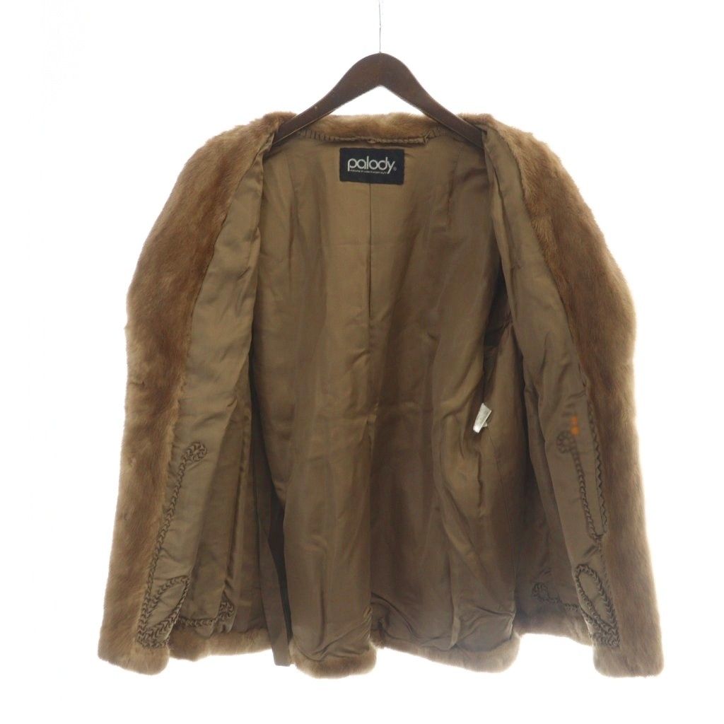 PALODY 毛皮コート ミンクファー ミドル 長袖 総裏地 茶 ブラウン