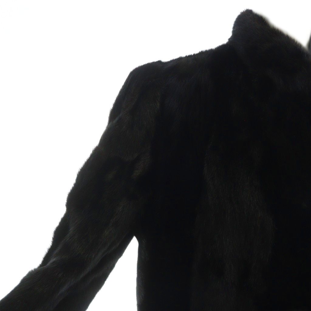 ノーブランド品 毛皮コート ミンクファー 長袖 総裏地 ミドル 13 LL 黒