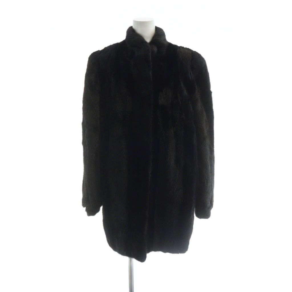 あ181　ミンク　毛皮　ファー　コート　ブルゾン　13号　シンプル　美品 ノーブランド品 毛皮コート ミンクファー 長袖 総裏地 ミドル 13 LL 黒