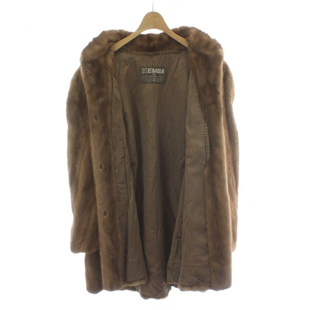 エンバ EMBA ファーコート ミンク 毛皮 ブラウン ミドル丈 /PP □GY18
