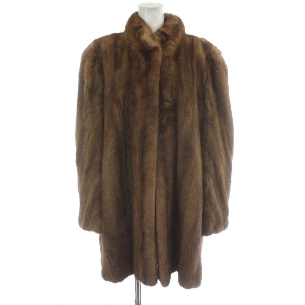 エンバ EMBA ファーコート ミンク 毛皮 ブラウン ミドル丈 /PP □GY18