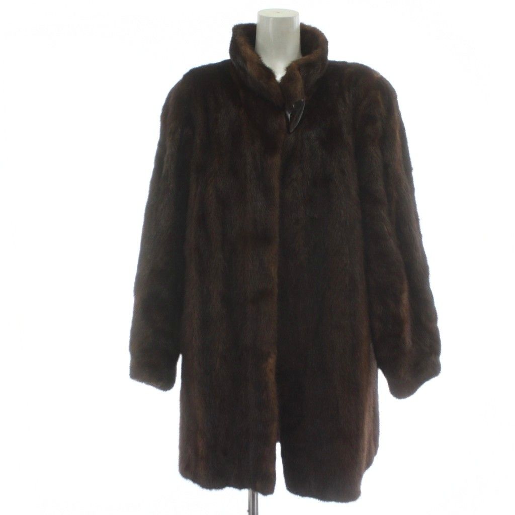 エンバ EMBA ファーコート ミンク 毛皮 ミドル丈 ブラウン /PP □GY18