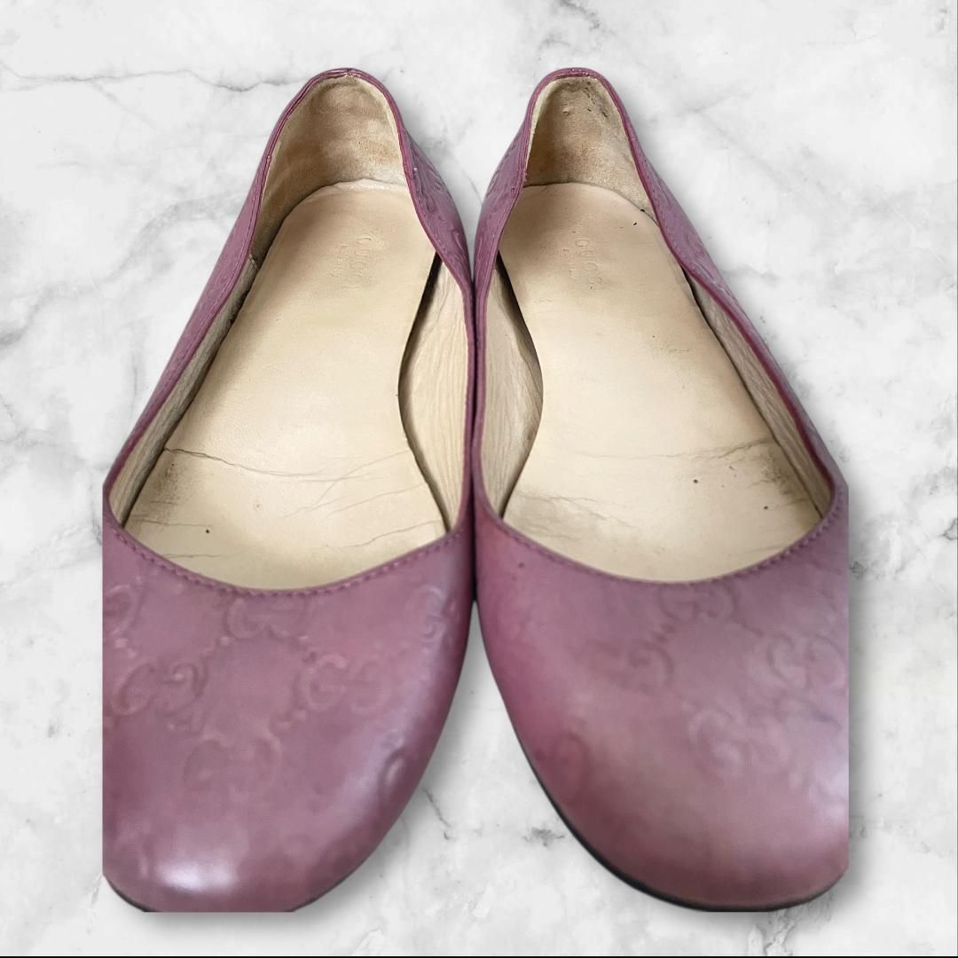 GUCCI グッチ GG柄 バレエシューズ 36.5 ピンク 革 フラット - メルカリ