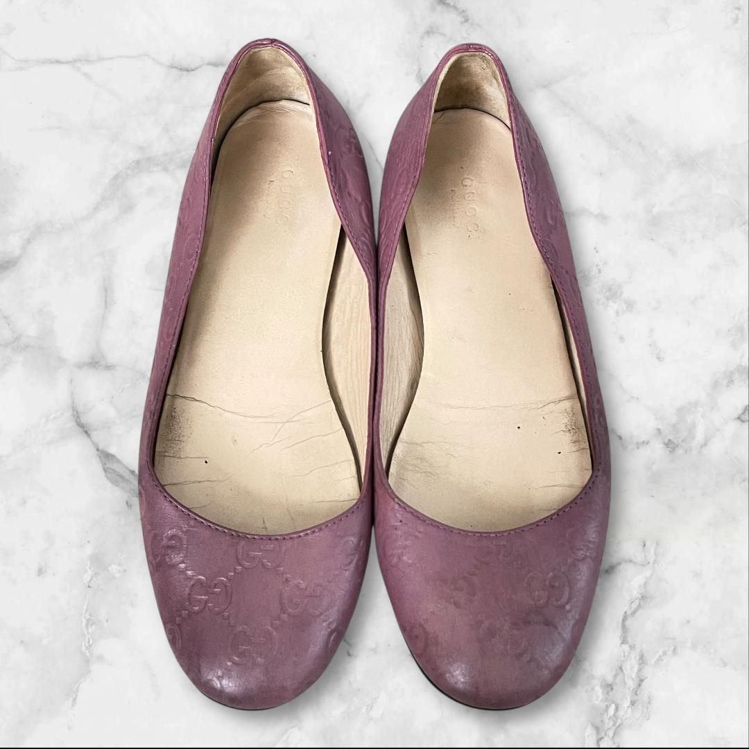 GUCCI グッチ GG柄 バレエシューズ 36.5 ピンク 革 フラット - メルカリ
