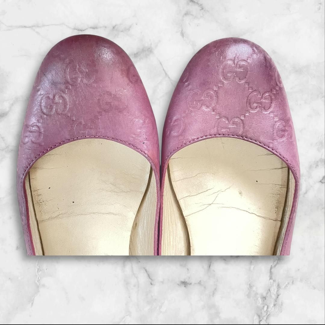 GUCCI グッチ GG柄 バレエシューズ 36.5 ピンク 革 フラット - メルカリ