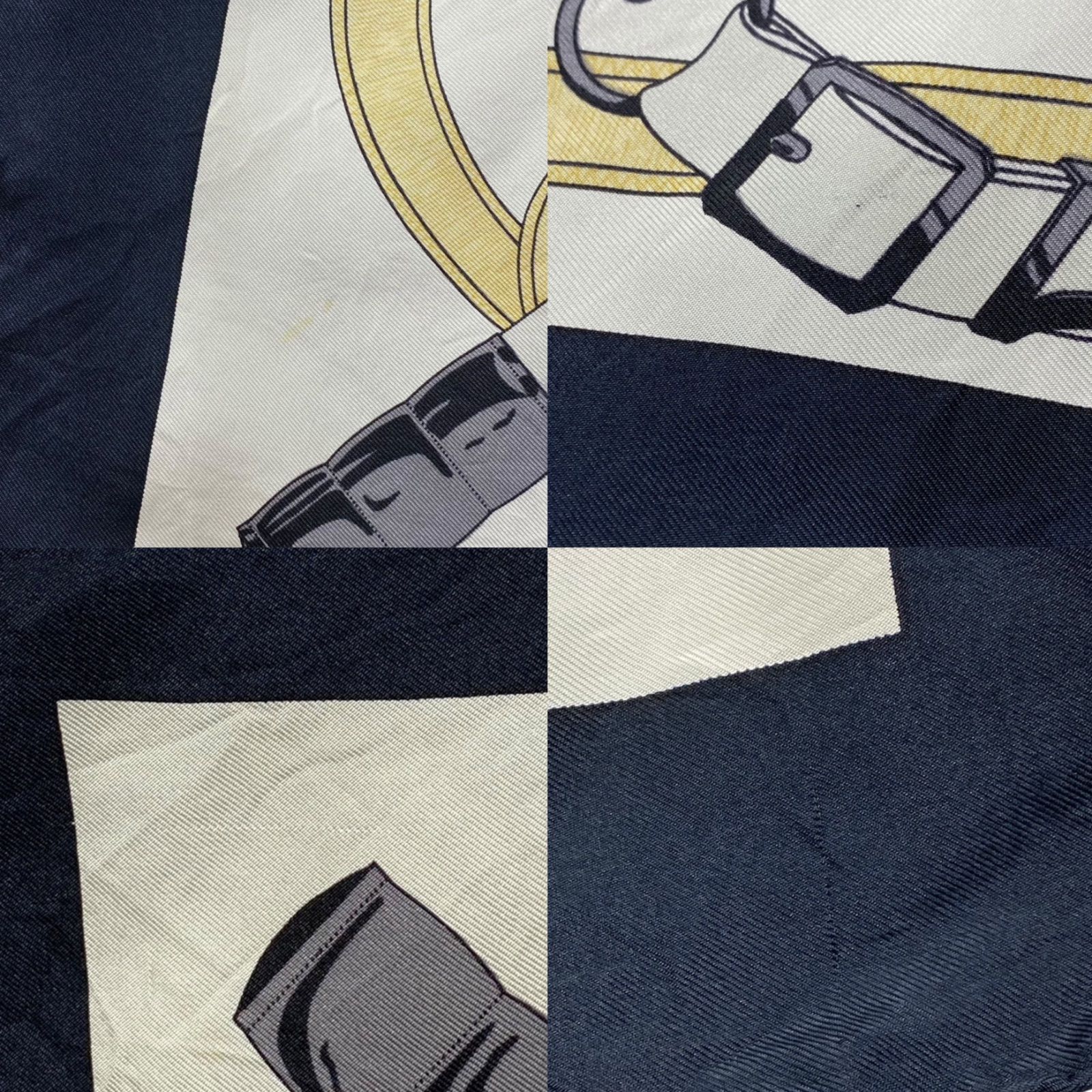 エルメス カレ90 Eperon d'or シルクスカーフ 黄金の拍車 ネイビー