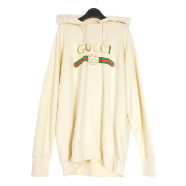 グッチ GUCCI Blind for Love ドッグ刺繍 プルオーバーパーカー フーディ 長袖 エクリュ 白系 457931 正規