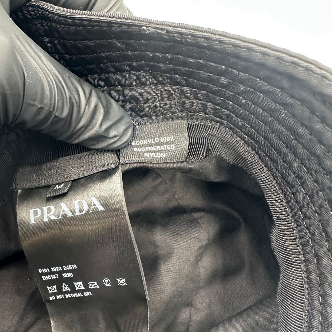  Prada 23年製 Re-Nylon 三角プレート バケットハット RFIDタグ 済 バケットハット ハット