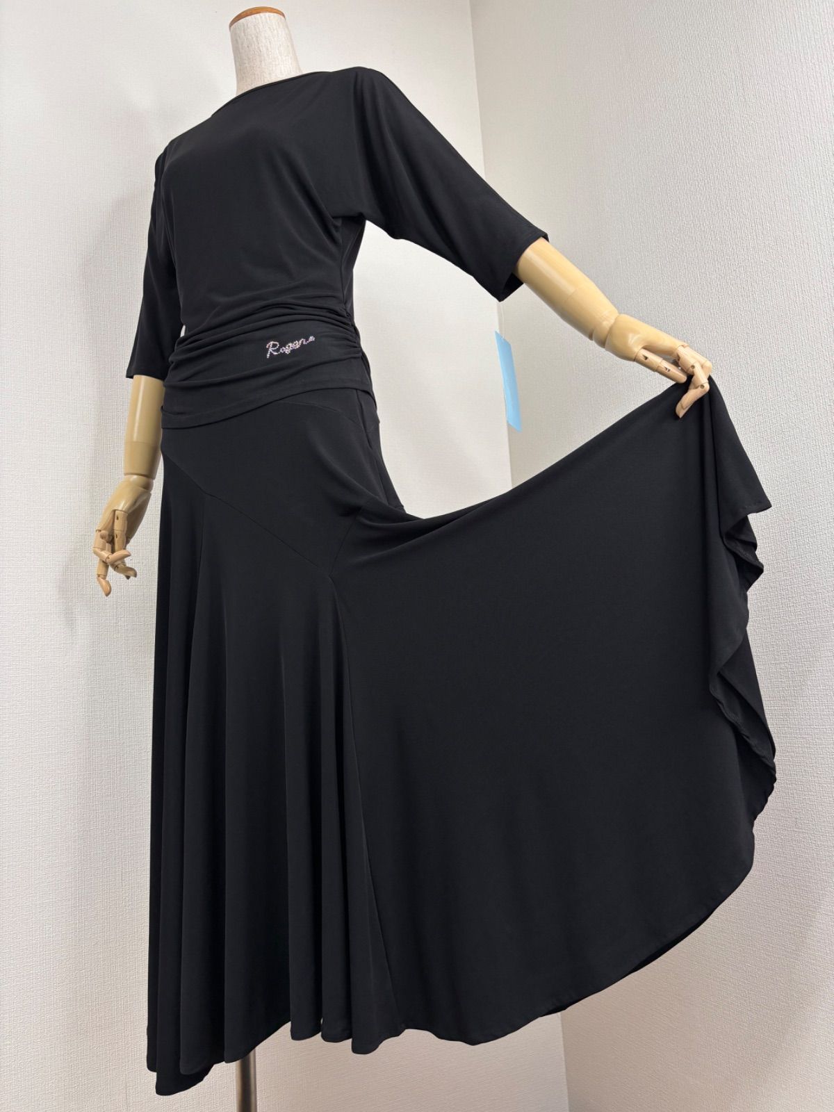 社交ダンス ブラック ドルマンスリーブ 美シルエット セットアップドレス 衣装 Roger