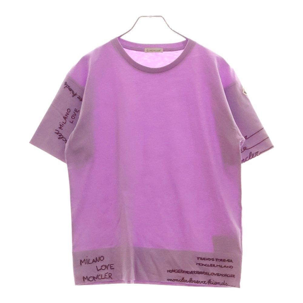  MONCLER (モンクレール) 22SS アームロゴパッチ 刺繍デザイン クルーネック 半袖Tシャツ カットソー キッズ  パープル Tシャツ