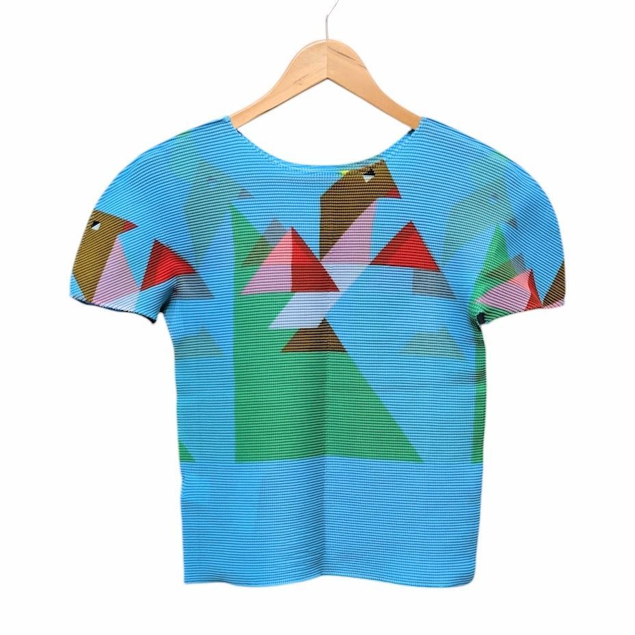65 me ISSEY MIYAKE ミーイッセイミヤケ ORIGAMI BIRD 折り紙 鳥 デザイン フレンチスリーブ トップス カットソー ブルー
