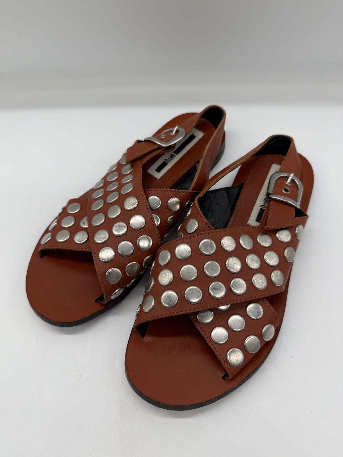 アレキサンダーマックイーン スタッズサンダル 37 ブラウン