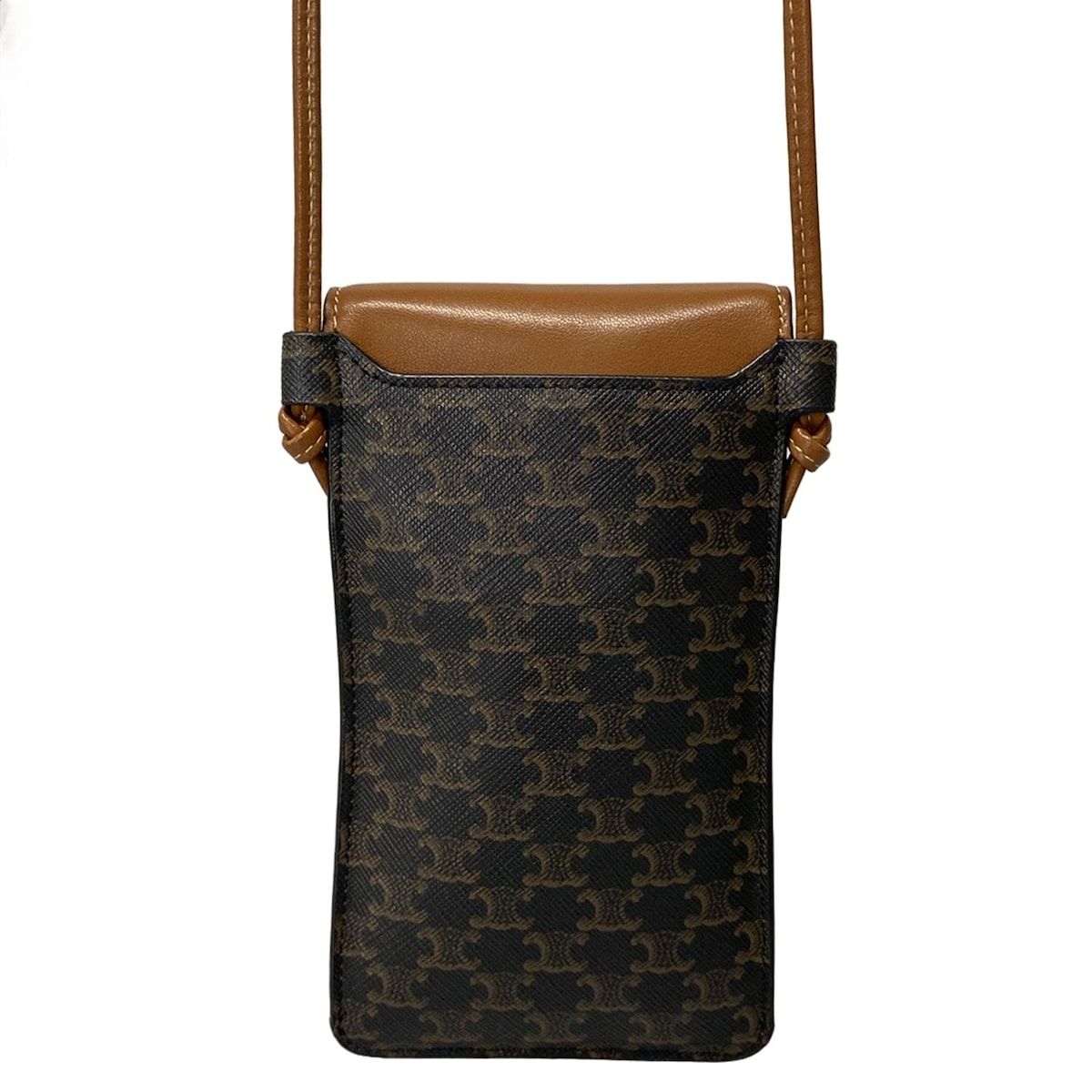 CELINE スマホショルダーバッグ ブラック/ブラウン CELINE(セリーヌ) ショルダーバッグ - 黒×ブラウン スマホポシェット