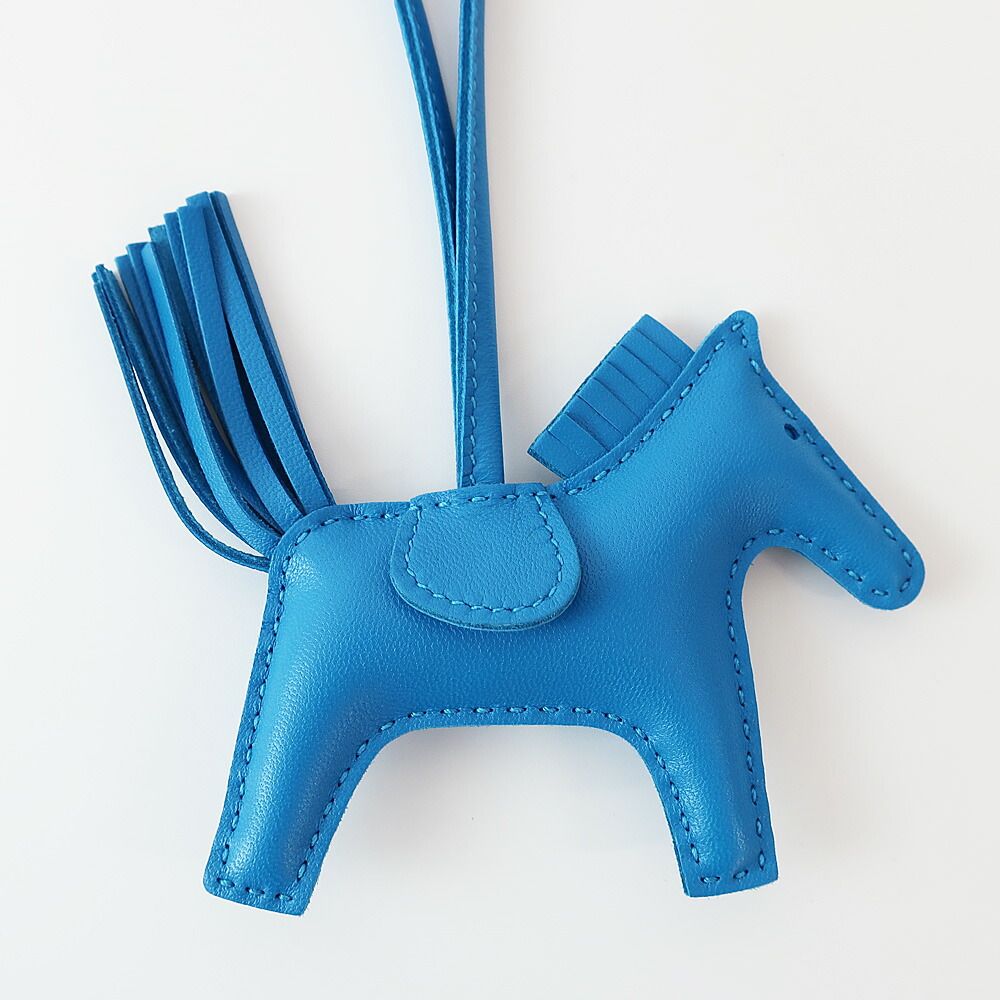 天白】エルメス ロデオPM バッグチャーム ブルーザンジバル U刻印 2022