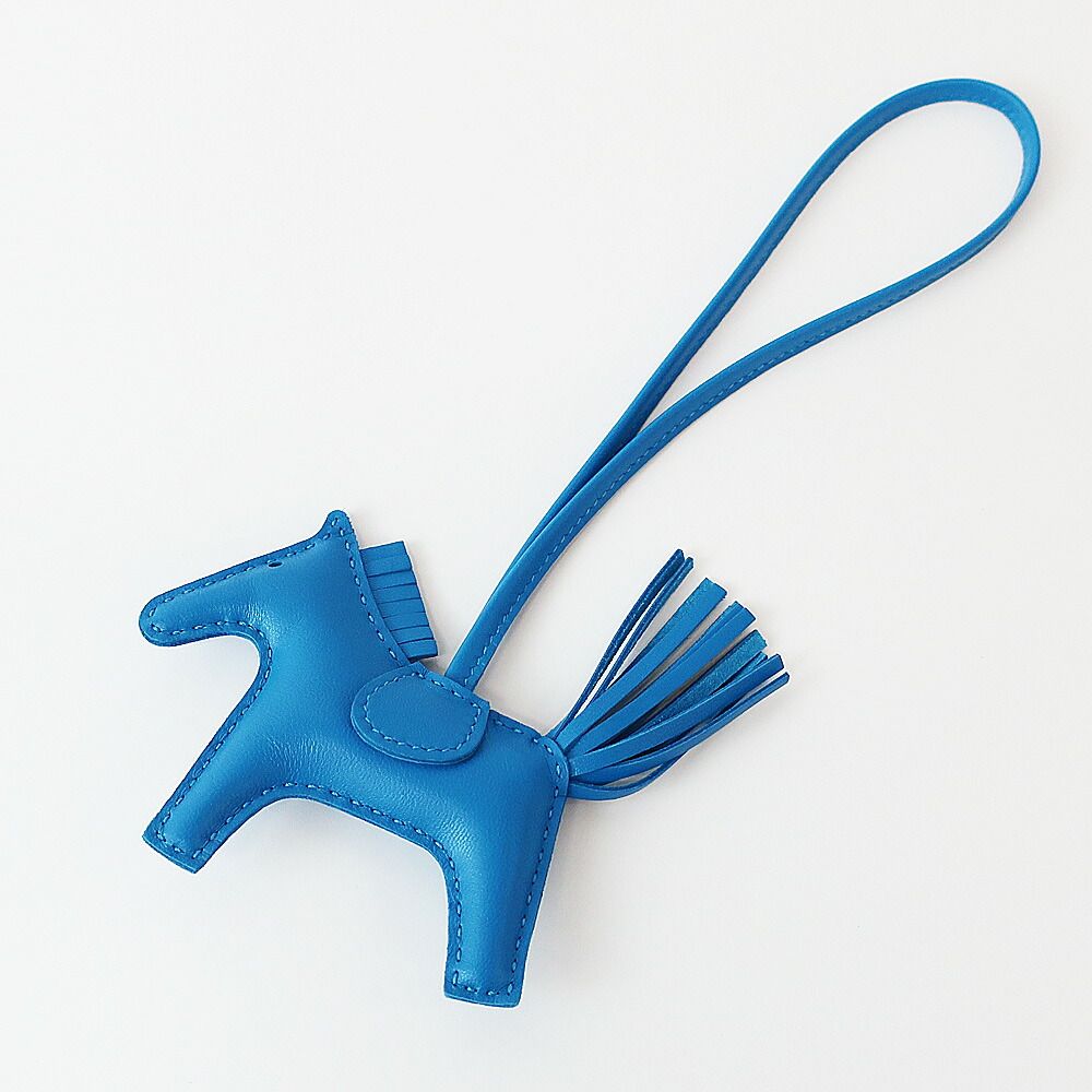 天白】エルメス ロデオPM バッグチャーム ブルーザンジバル U刻印 2022