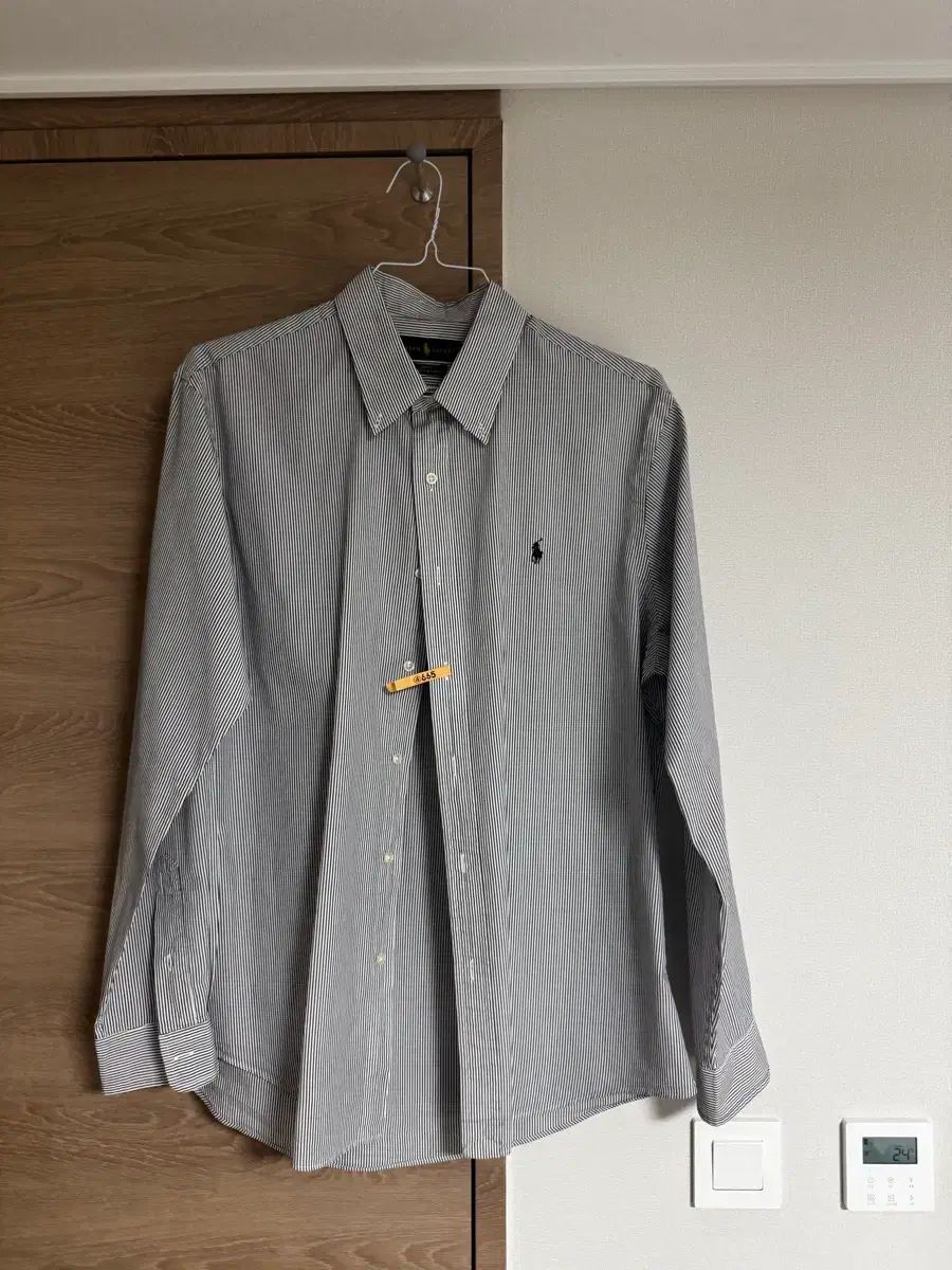 ポロ ブラックストライプ ポプリンシャツ スリムフィット XL