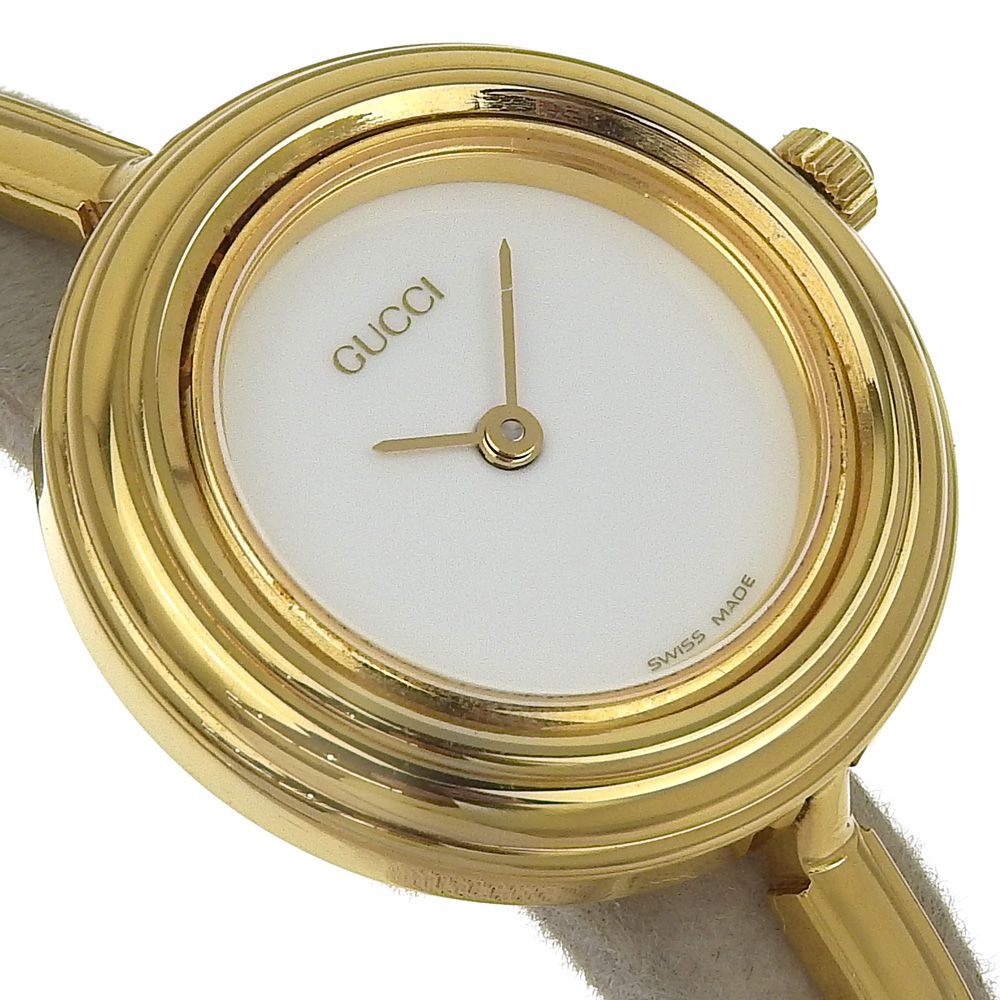 GUCCI】グッチ チェンジベゼル 11/12.2 金メッキ クオーツ アナログ