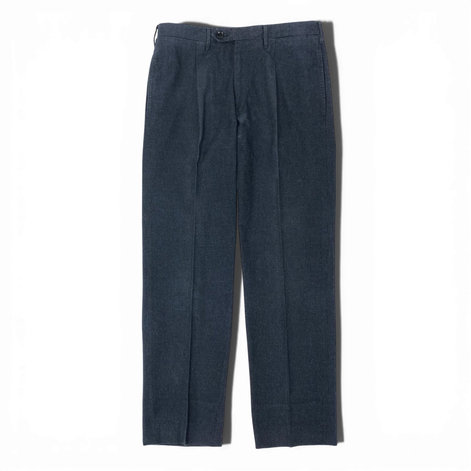 86 l 20 Rota ロータ スラックスパンツ テーパードパンツ ボトムス 46 ネイビー グレンチェック コットン メンズ 紳士服u 02 t