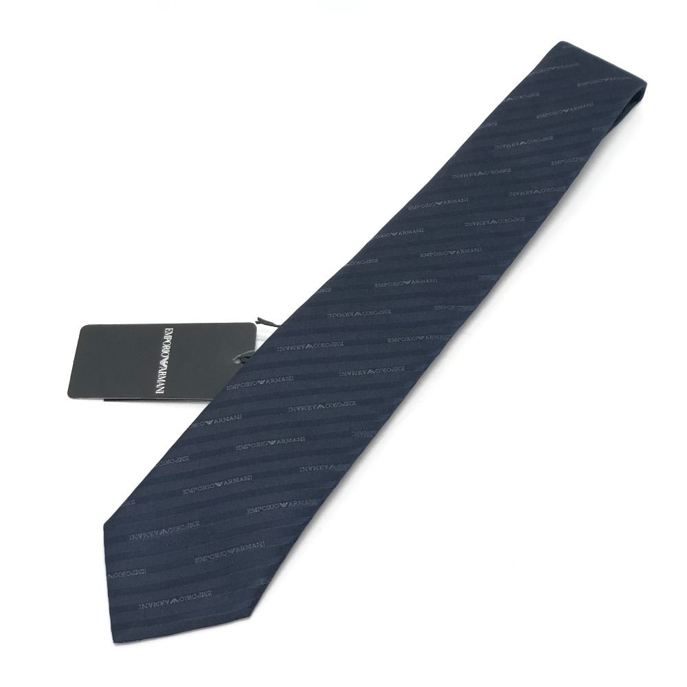 Emporio Armani エンポリオ アルマーニ ネクタイ ピュアシルク オールオーバージャカードロゴ 340075 シルク ブルー