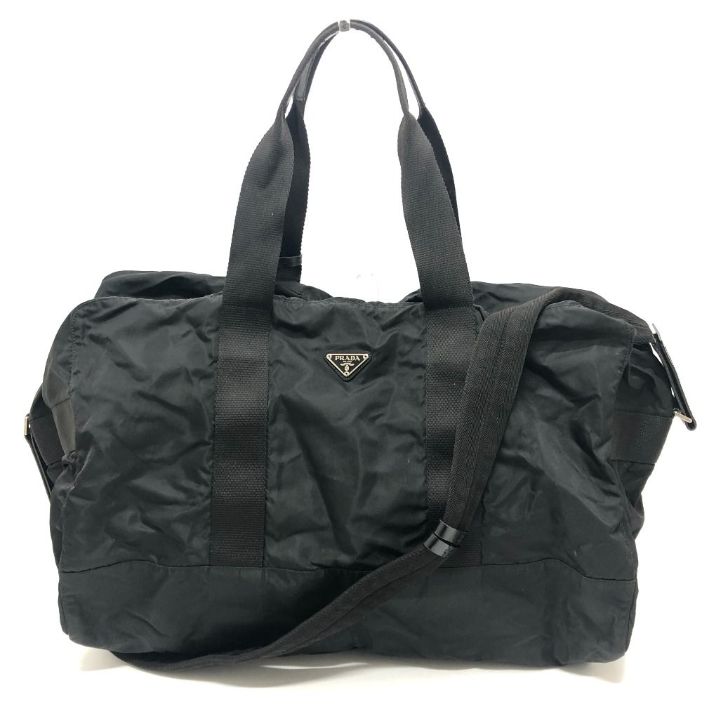 PRADA プラダ ボストンバッグ トライアングルプレート ナイロン ブラック