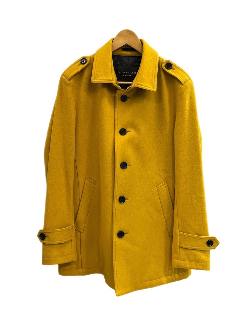 バーバリー Burberry BLACK LABEL ブラックレーベル ウールメルトンコート ハーフ丈 中綿入りキルティング裏地 D 1 B 60-810-65 コート イエロー Lサイズ 101 MT-5484