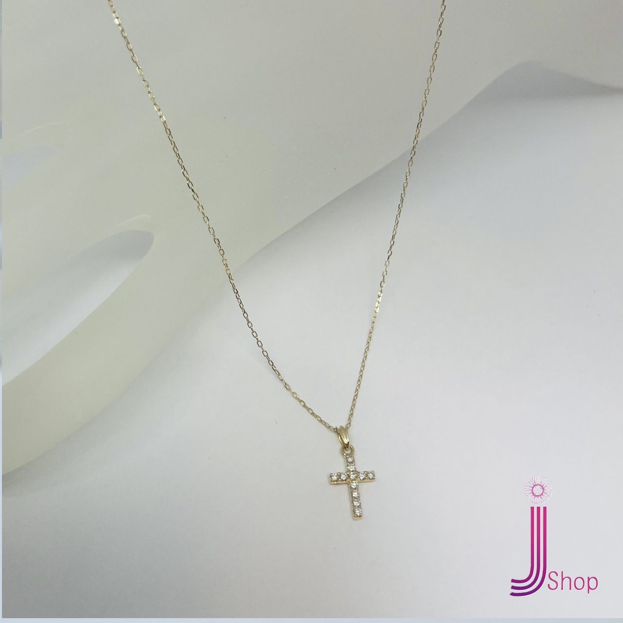 K 18 クロス プチ ネックレス アジャスター付きダイヤモンド 0.10 ct 1.2 g