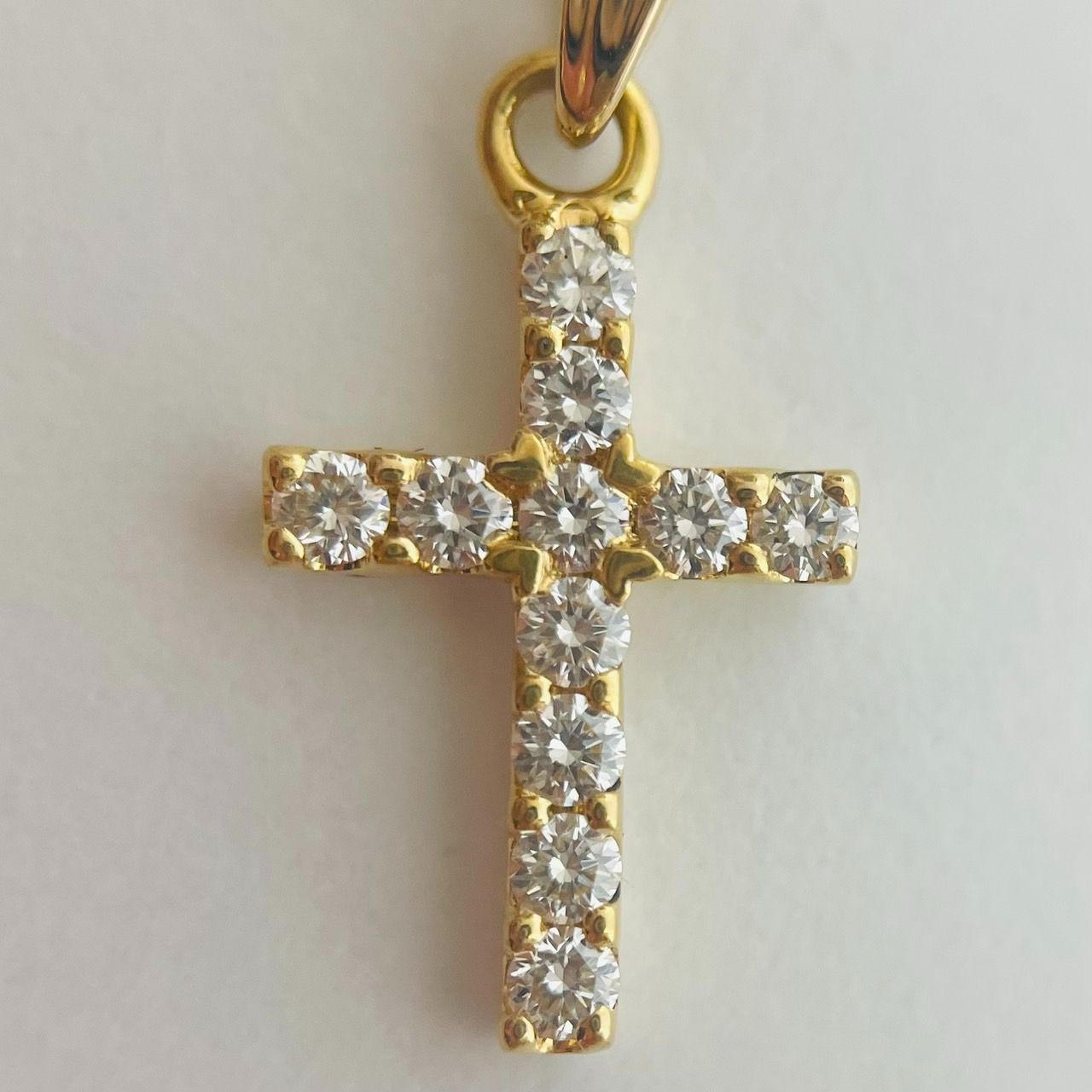 K 18 クロス プチ ネックレス アジャスター付きダイヤモンド 0.10 ct 1.2 g