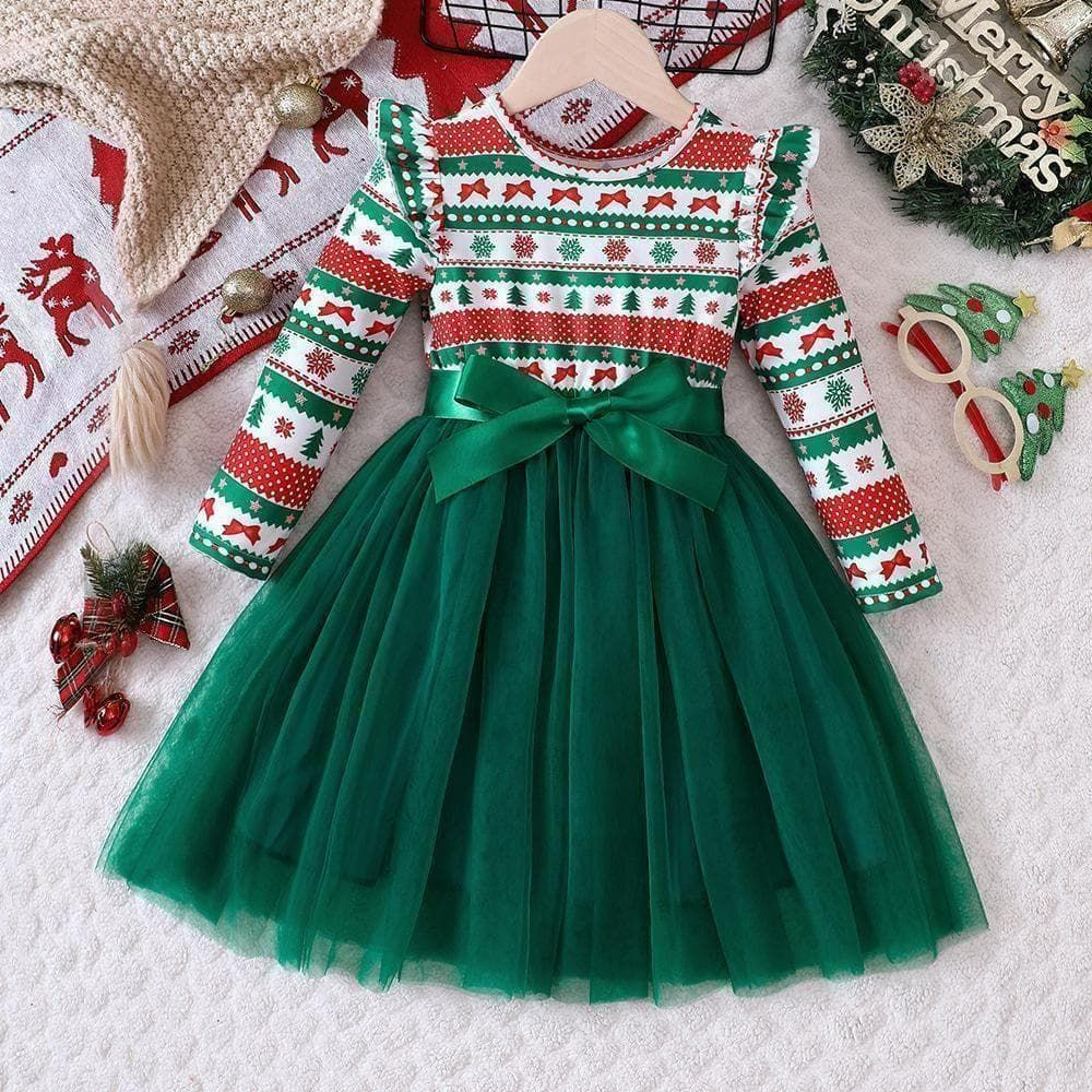 即納】クリスマス 女の子ドレス D 110cm 120cm 130cm ワンピース北欧 
