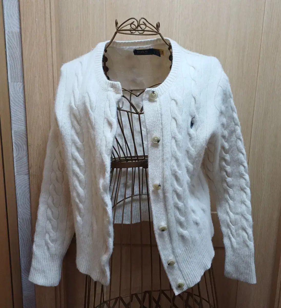 ポロラルフローレン ケーブルニット カーディガン L ウール カシミア ブレンド