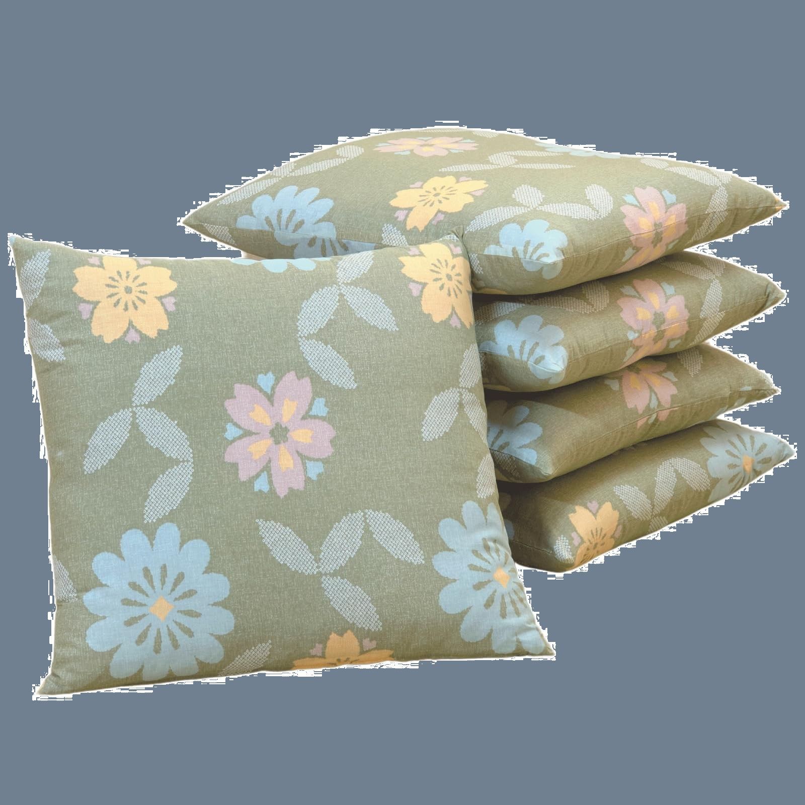 人気商品】Sangyou) 国産 座布団カバー 花鹿の子 グリーン 59×56cm 5枚