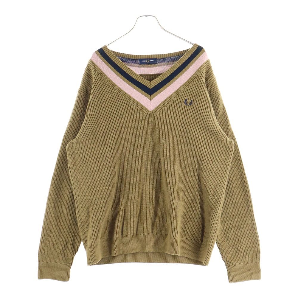 辛*糱様 00S FRED PERRY 刺繍ロゴ ニット US古着 Vネック プ FRED PERRY (フレッドペリー) ロゴ刺繍 Vネック ニットセーター