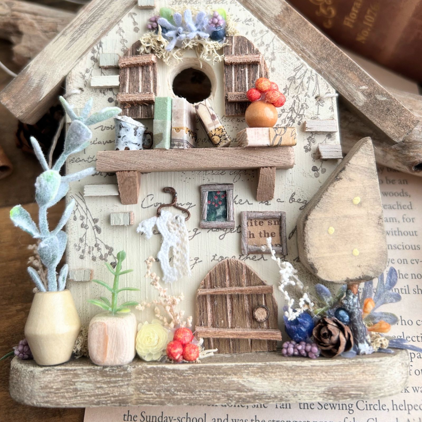 No.214 ミニチュア木のおうち ナチュラル インテリア雑貨 ハンドメイド