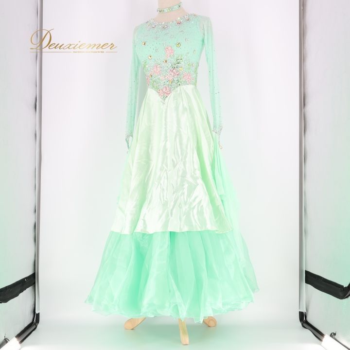 美品 社交ダンスドレス モダン Ｍ ミントグリーン 美品 社交ダンスドレス モダン M ミントグリーン 美品 社交ダンス