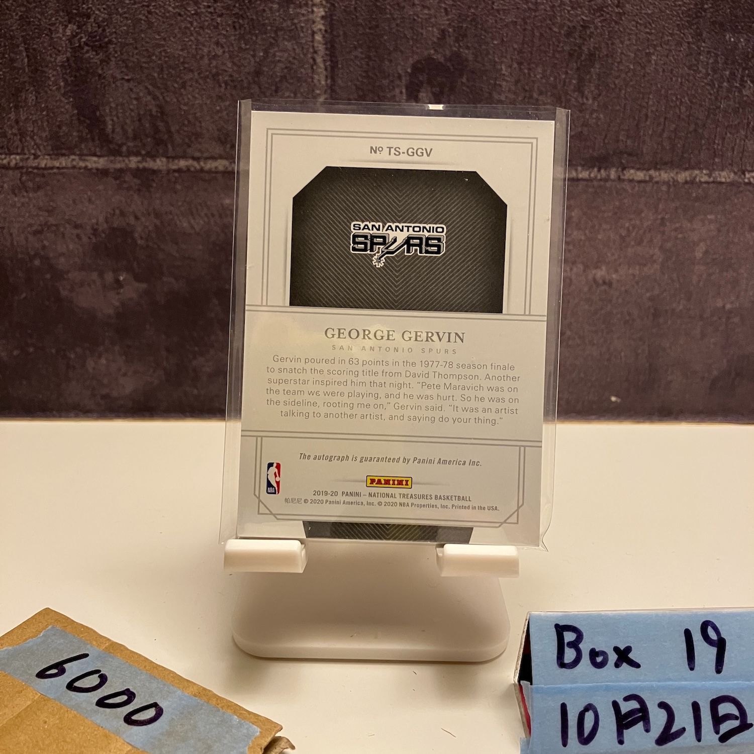 2019-20 Panini National Treasures George Gervin 20/99 直筆サイン