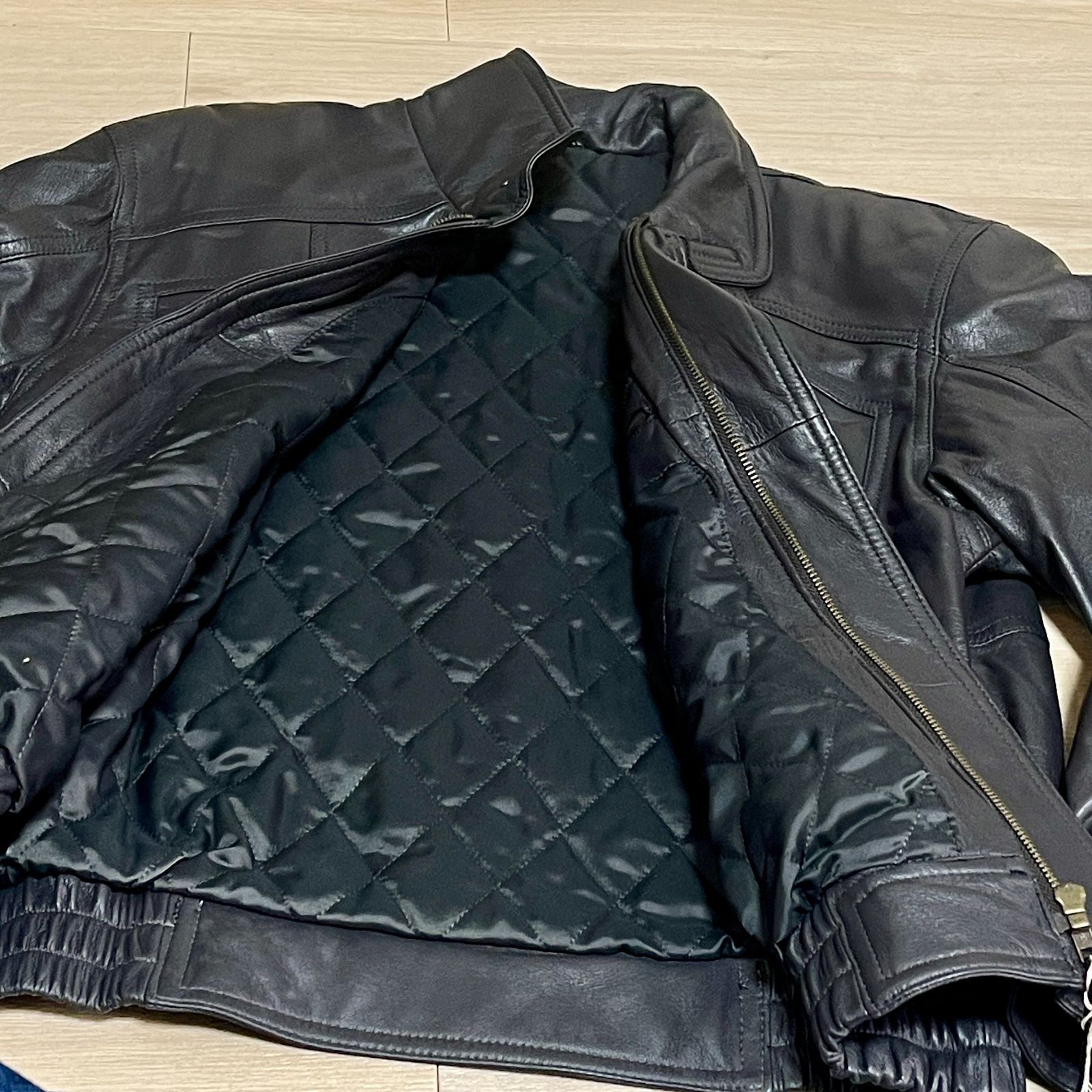 ③EE Rominas ロミナス 高品質 ラムレザー ミドル丈ブルゾン ブラック 