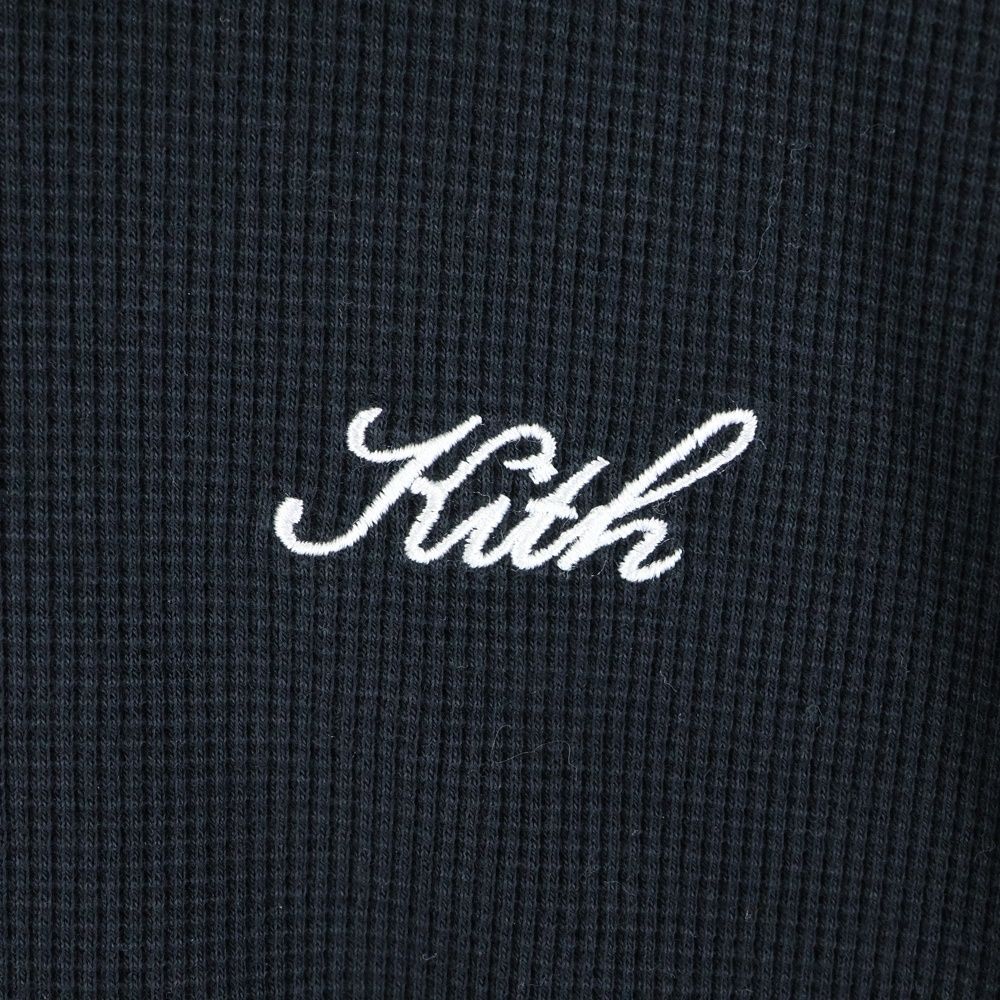 KITH (キス) 25SS フロントロゴ刺繍 コットン ポロシャツ ブラック