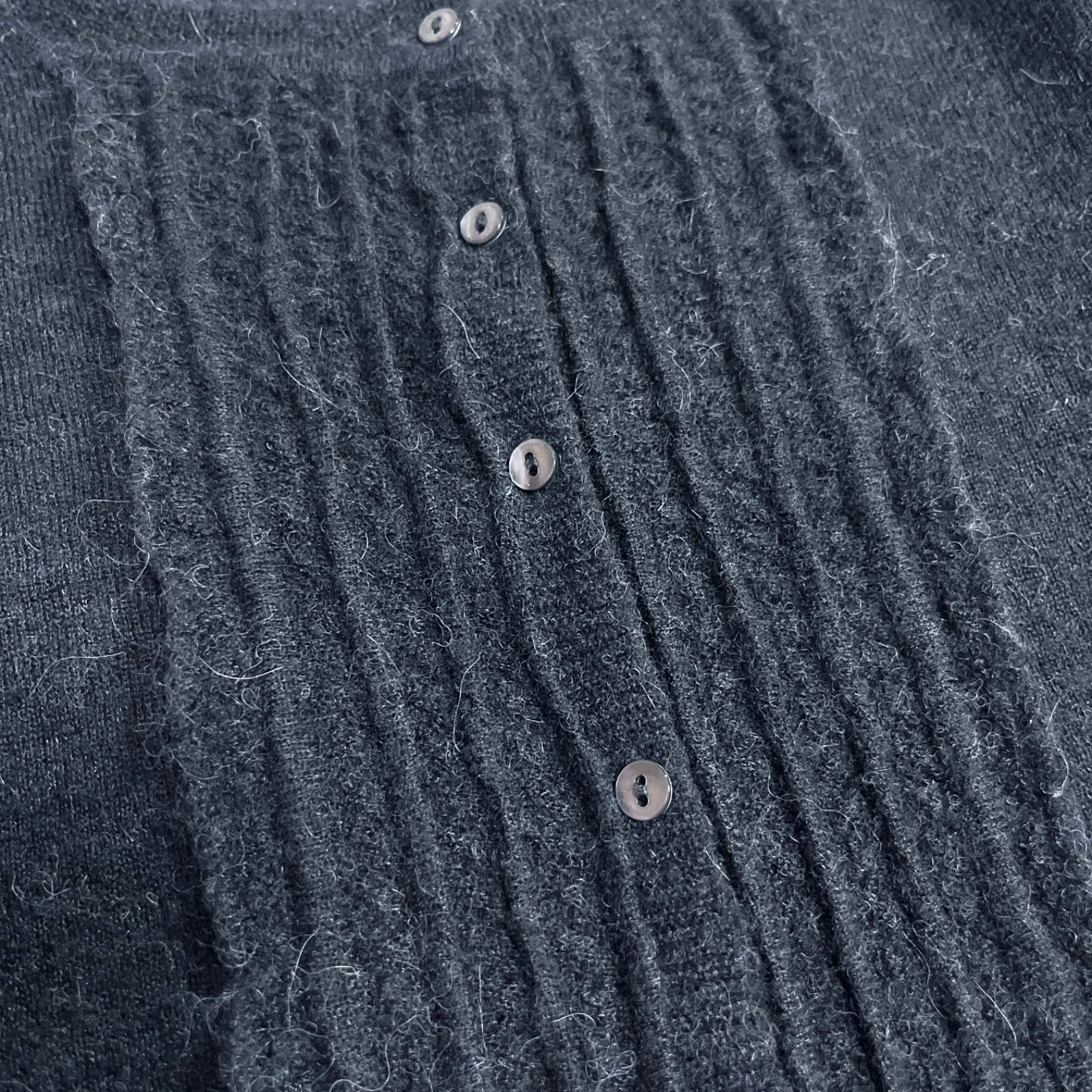  cZ 51 ERMANNO SCERVINO アルパカ 薄手 刺繍 カーディガン ニット セーター 透かし編み フリル ピンタック デザイン 長袖 ウール 毛 ダークグレー エルマンノシェルヴィーノ 長袖 カーディガン ボレロ アンサンブル