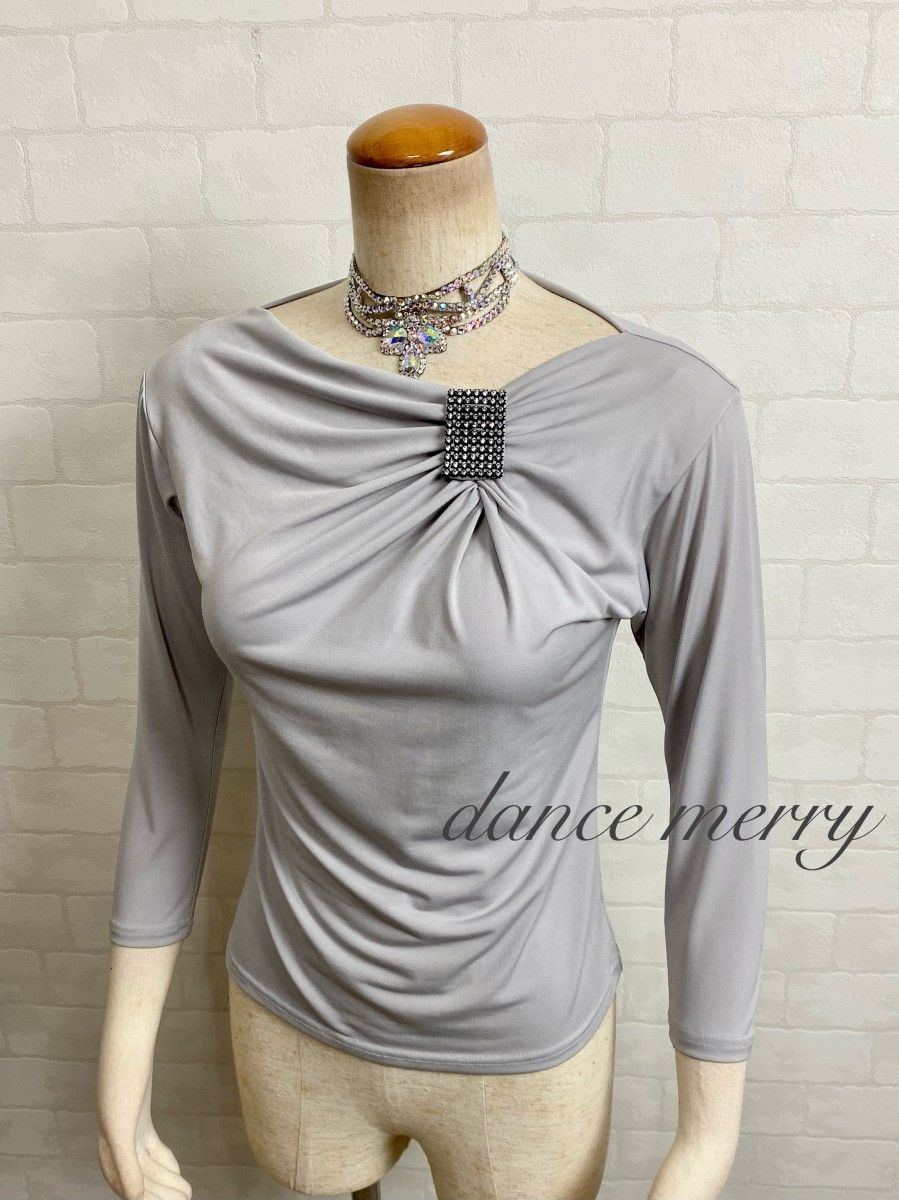 L　新品　社交ダンス　グレー　トップス　シンプル　レッスン　ワルツ　2037 Lサイズ 新品 社交ダンス グレー トップス シンプル レッスン ワルツ