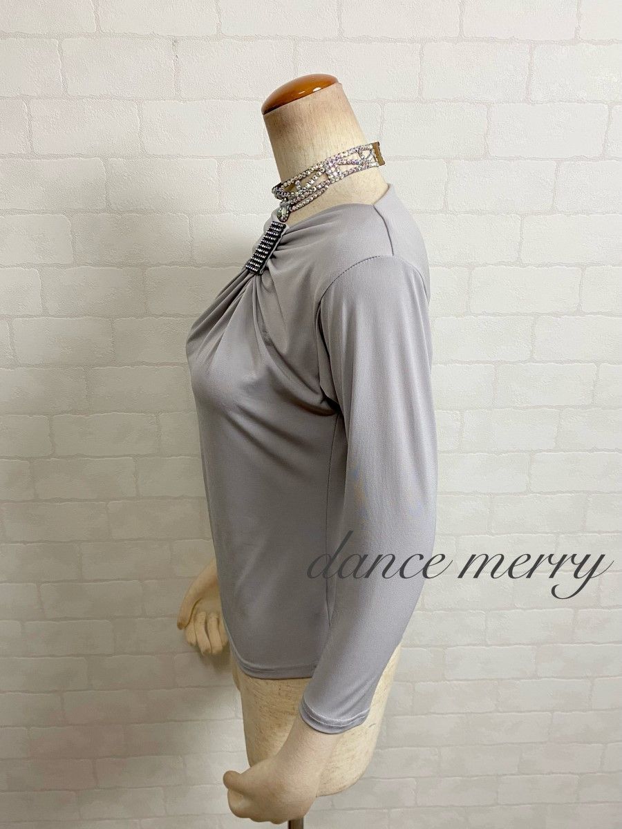 Lサイズ 新品 社交ダンス グレー トップス シンプル レッスン ワルツ