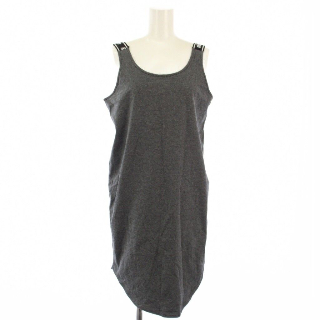ステューシー STUSSY キャミワンピース ロゴ ひざ丈 M グレー /TK