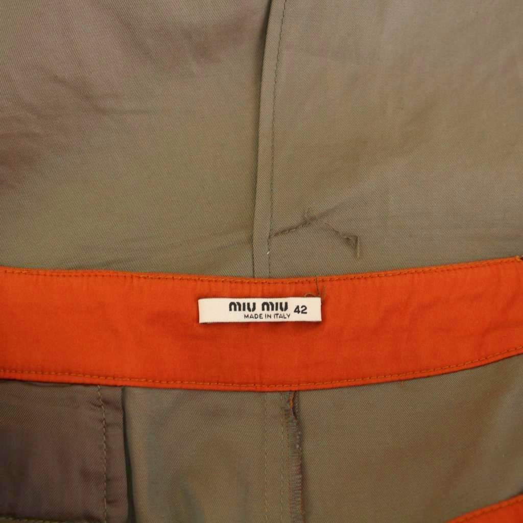 ミュウミュウ miumiu ミニ スカート タイト 41 カーキ オレンジ /YM