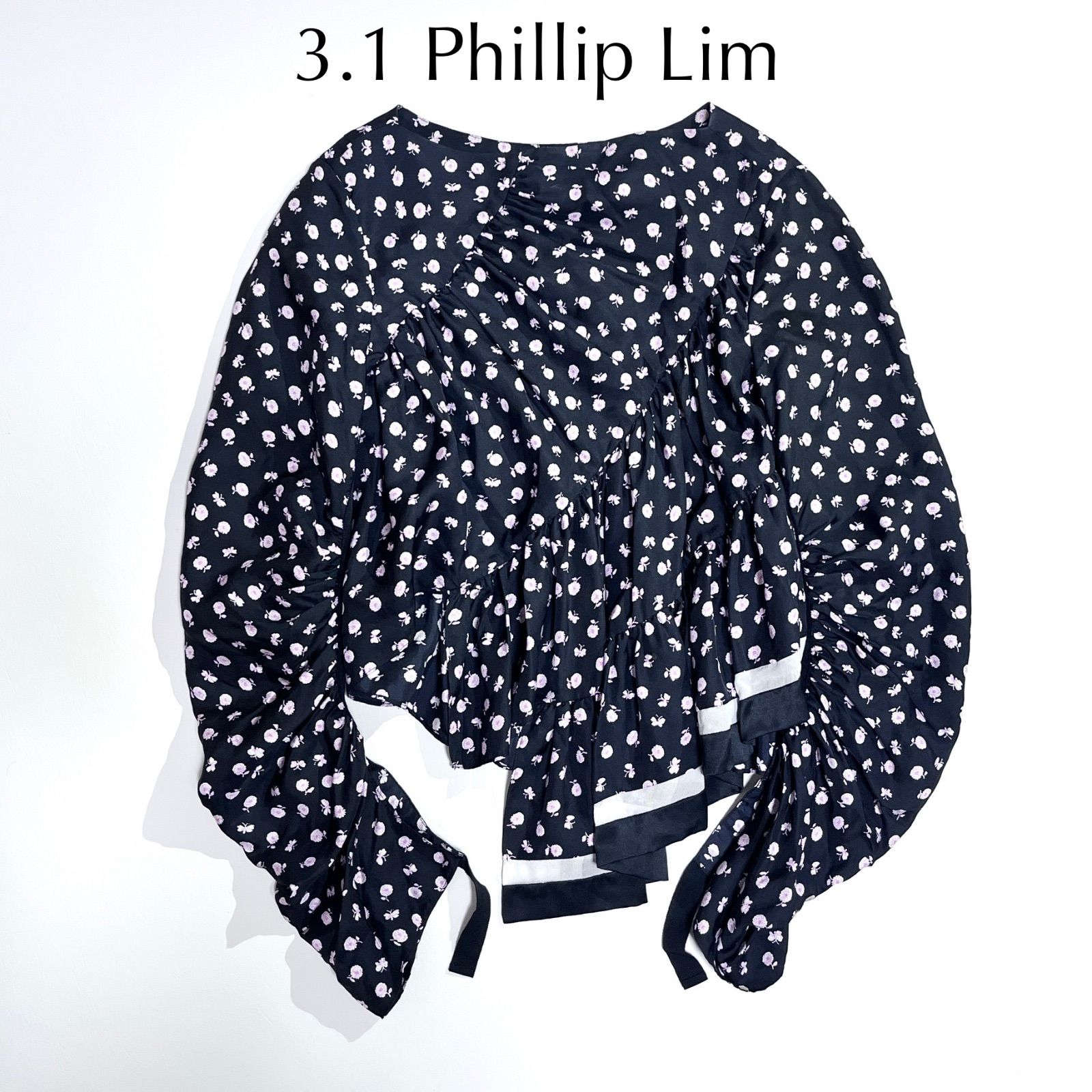 3.1フィリップリム シルク100% cZ52 3.1 Phillip Lim シルク100% 変形 花柄 シャツ ティアード フリル