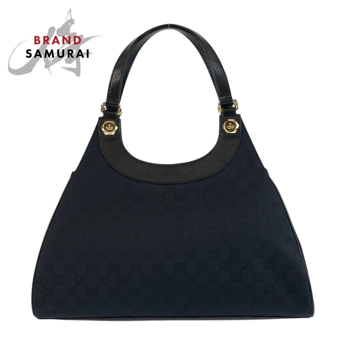 美品 GUCCI グッチ ブラック 黒 ゴールド金具 GGキャンバス/レザー