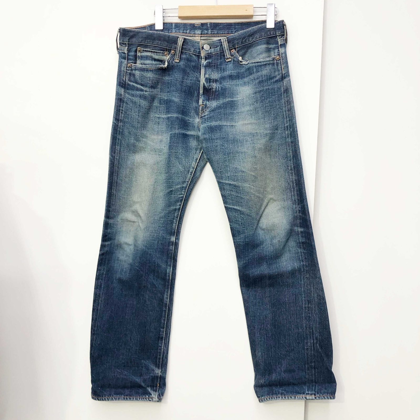 DENIME ドゥニーム ストレート デニム ジーンズ 布パッチ W32 黄耳
