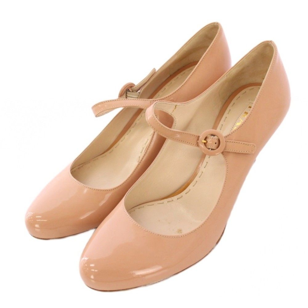 プラダ PRADA ストラップパンプス ラウンドトゥ ハイヒール エナメル