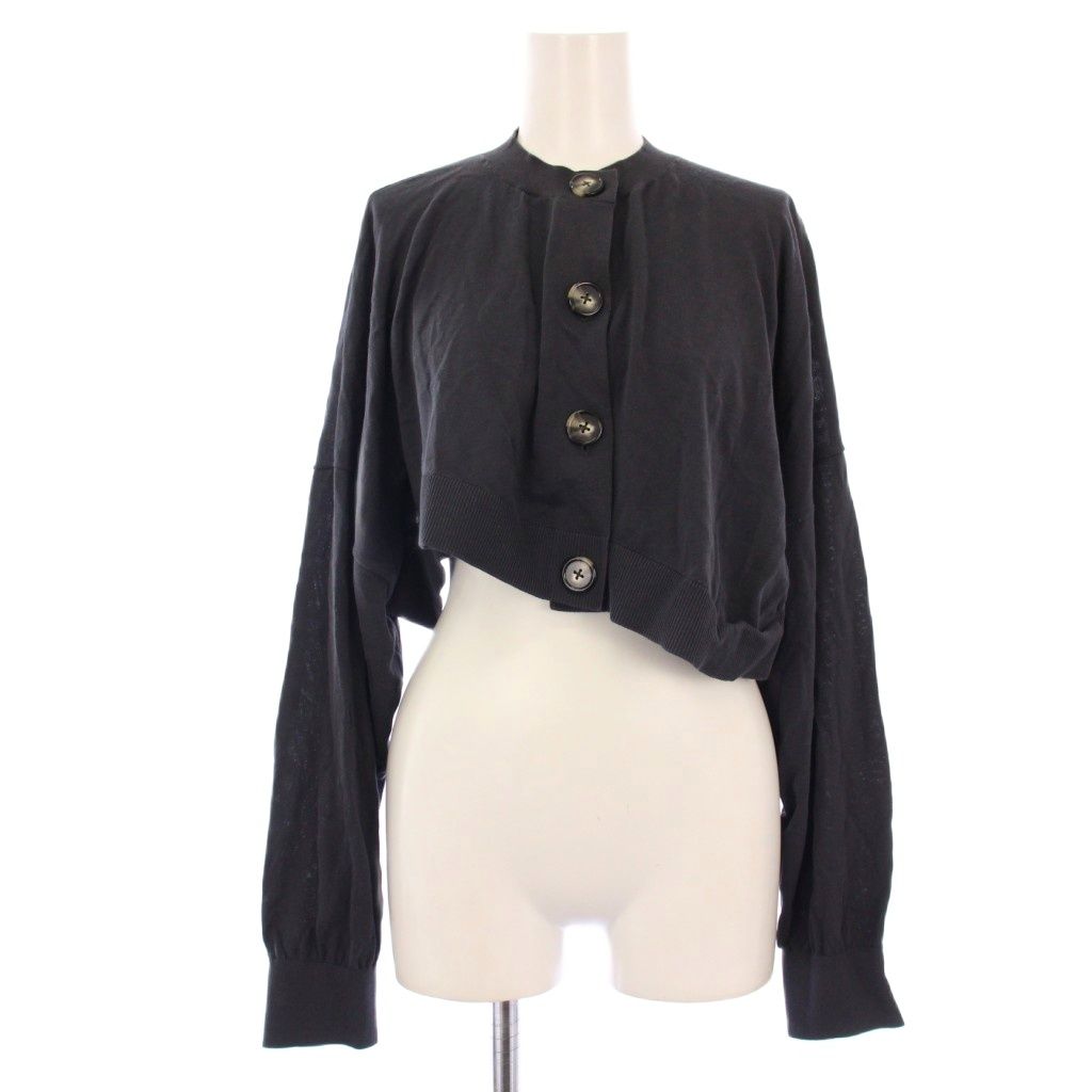 エンフォルド ENFOLD 24 AW MICRO MINI マイクロミニカーディガン ニット 長袖 クロップド丈 38 ダークグレー 0910 KH