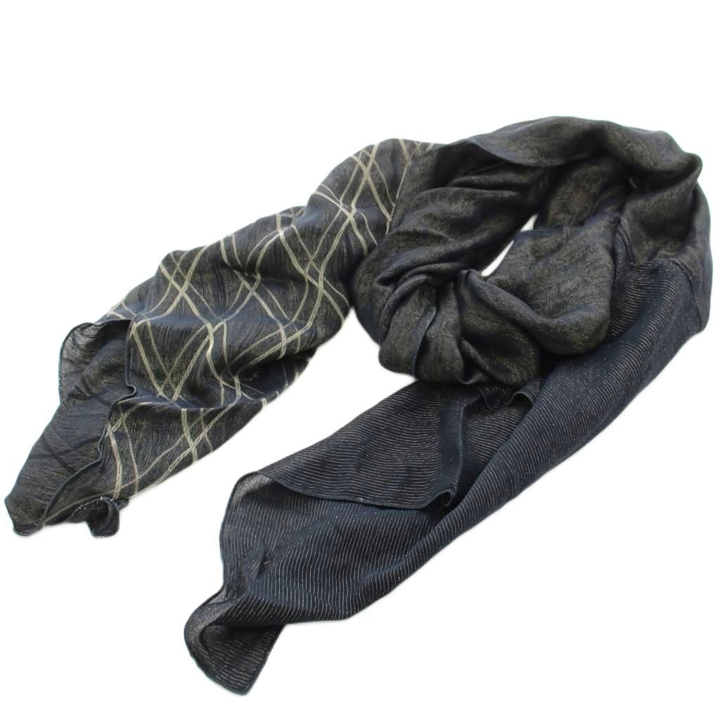 エトロ ETRO ストール ショール ライン 総柄 ラメ 絹 シルク ウール混