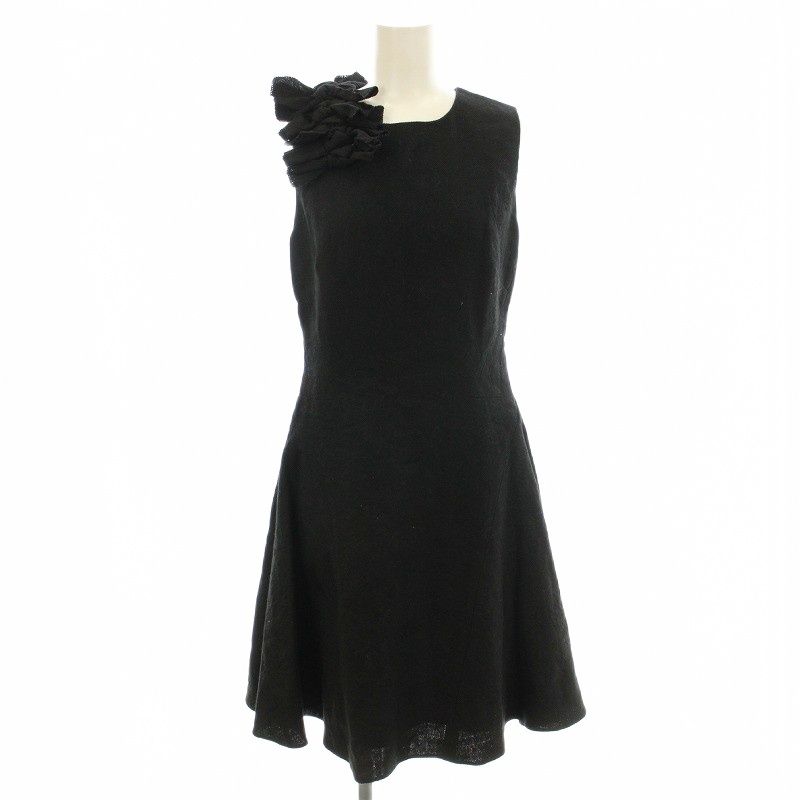 ヴィクトリアベッカム　ノースリーブ　ワンピース ブラック　38 ヴィクトリアベッカム Victoria Beckham ウール リネン混 ノースリーブ