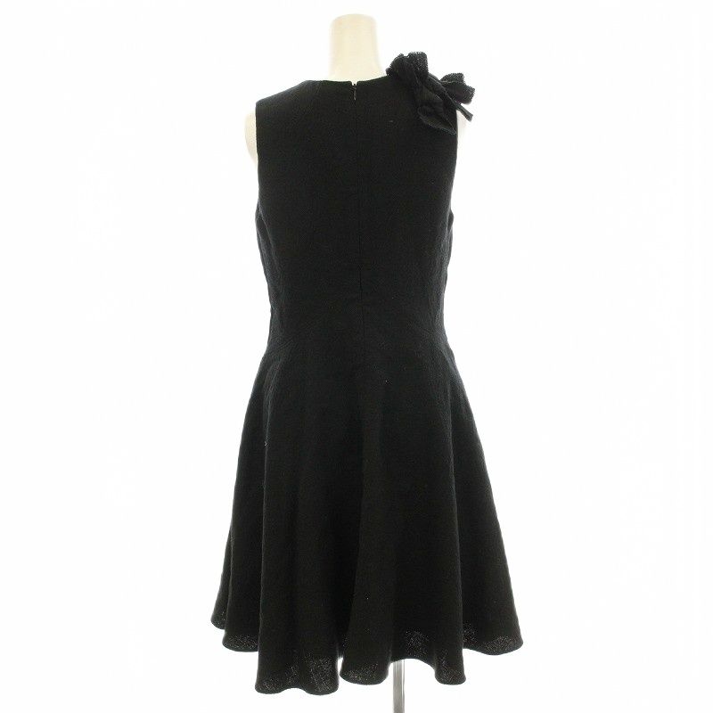 ヴィクトリアベッカム　ノースリーブ　ワンピース ブラック　38 ヴィクトリアベッカム Victoria Beckham ウール リネン混 ノースリーブ